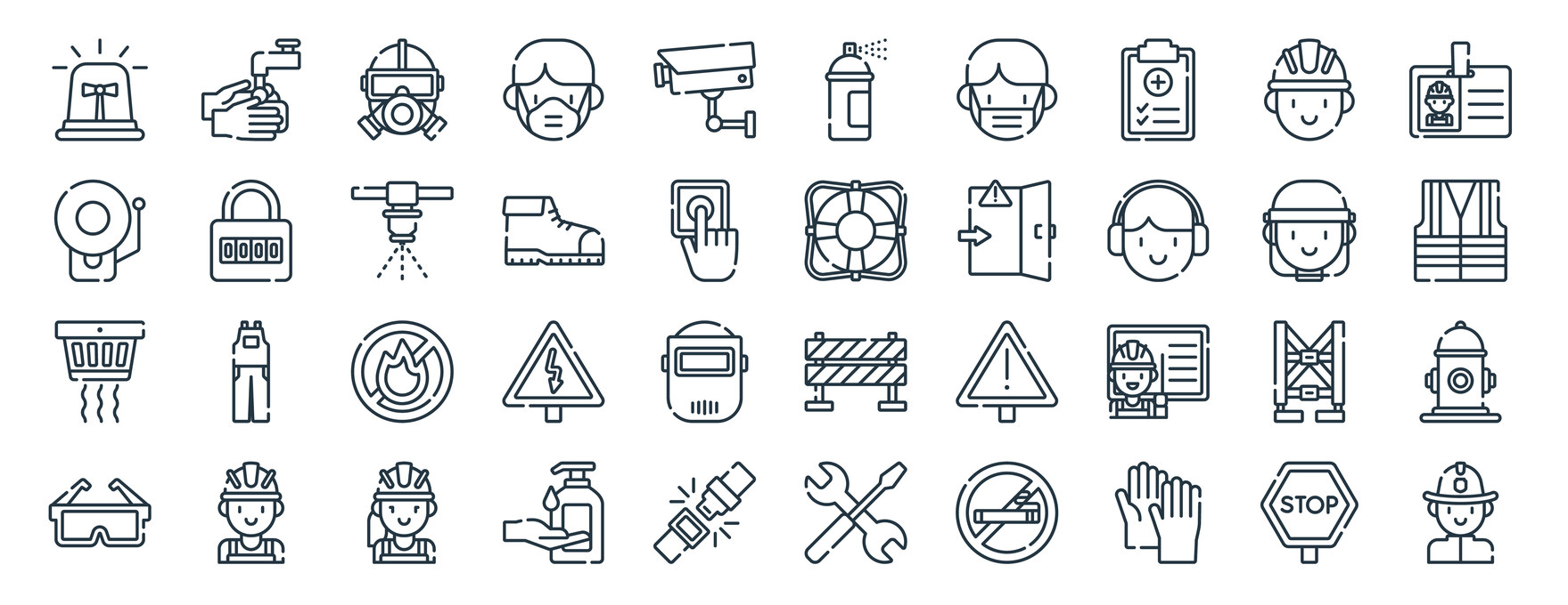 Verschiedene Icons zum Thema Schutz und Schutzausrüstung